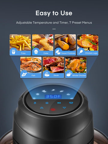 FOHERE air fryer lid glass lid enables quick status checks during cooking.