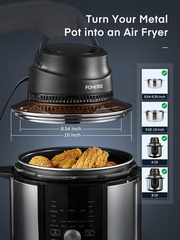 FOHERE air fryer lid safety lock protects hands during lifting.