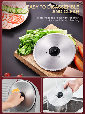 FOHERE compact deli slicer fits on countertops and inside cabinets.