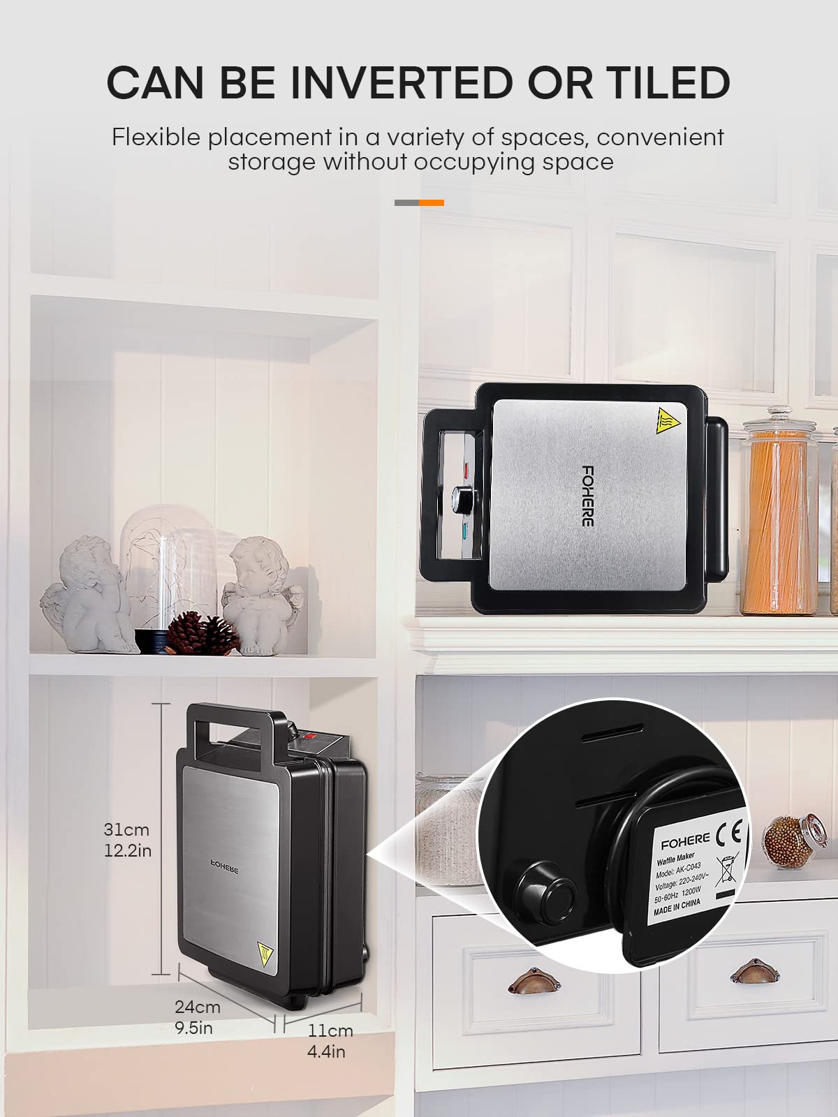 FOHERE compact design fits small kitchens with vertical or horizontal storage