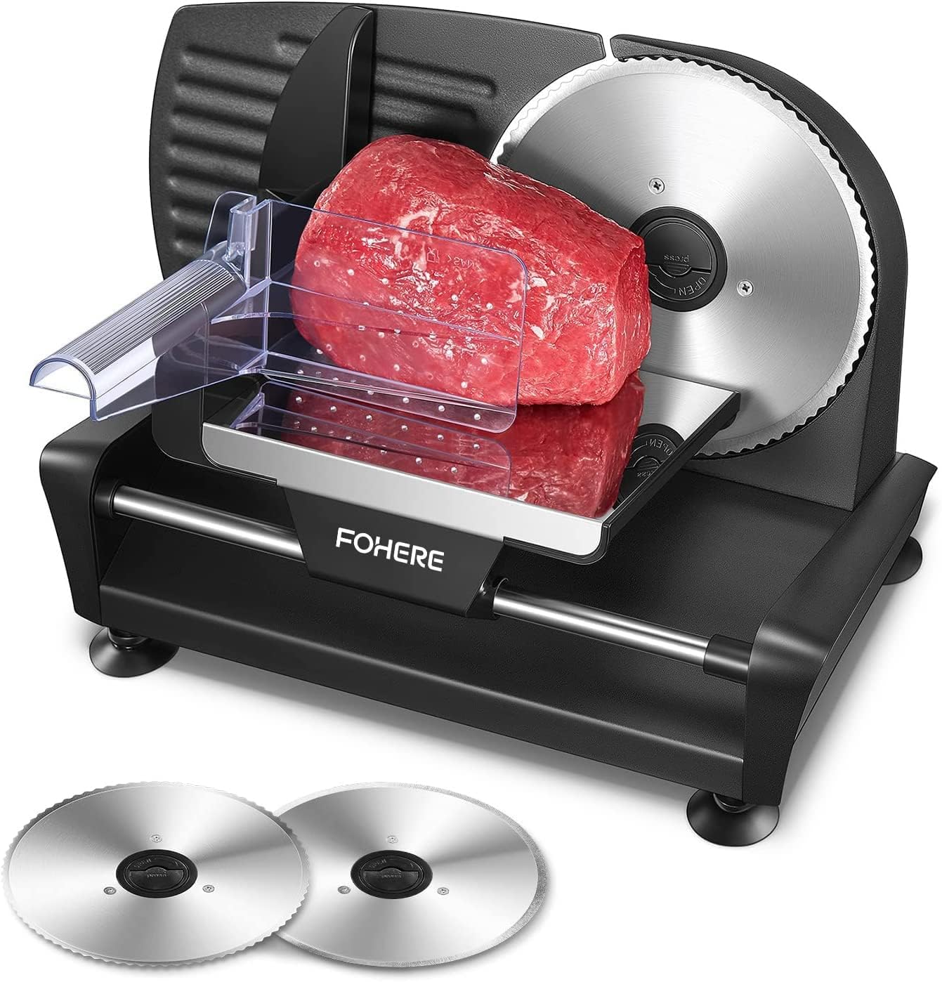 FOHERE electric meat slicer dual blades for precise, reliable home slicing.