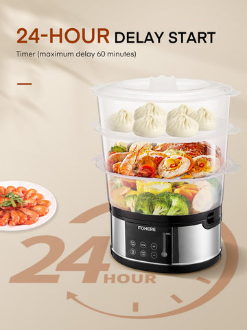 FOHERE food steamer main pot filled with vegetables and rice for a healthy meal