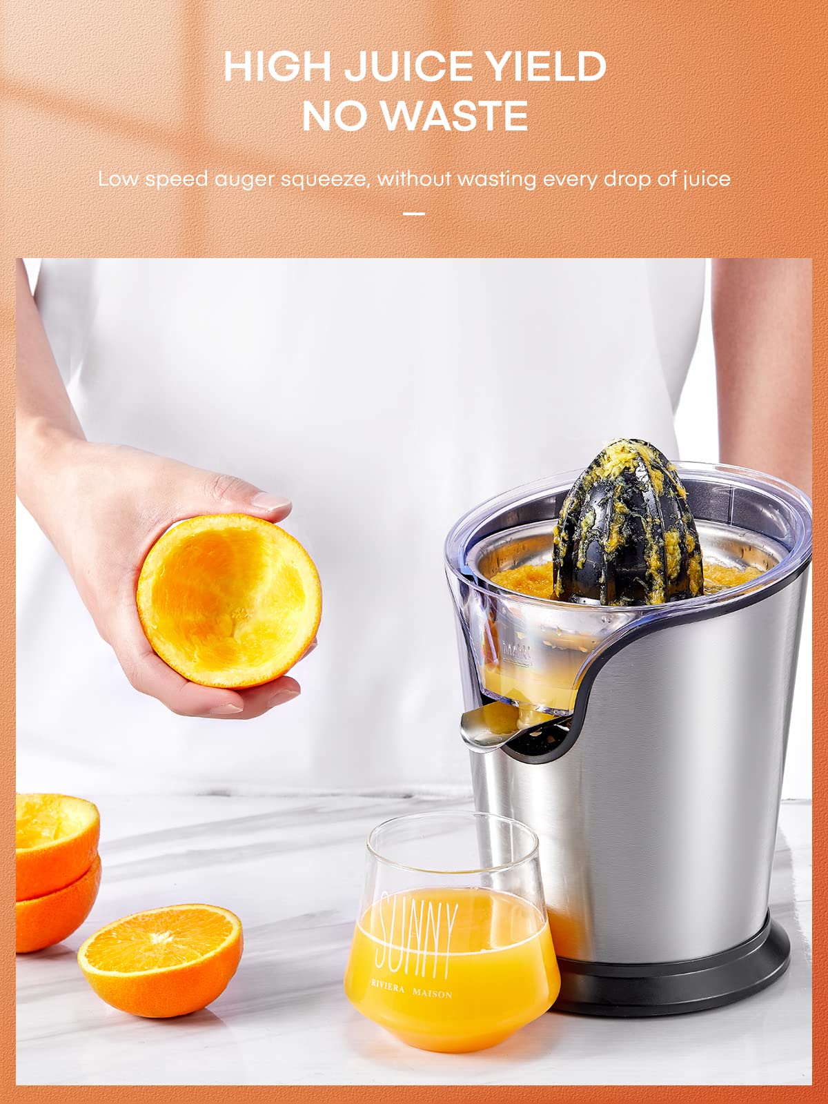 FOHERE small cone stored inside large cone for easy, mess-free juicing.