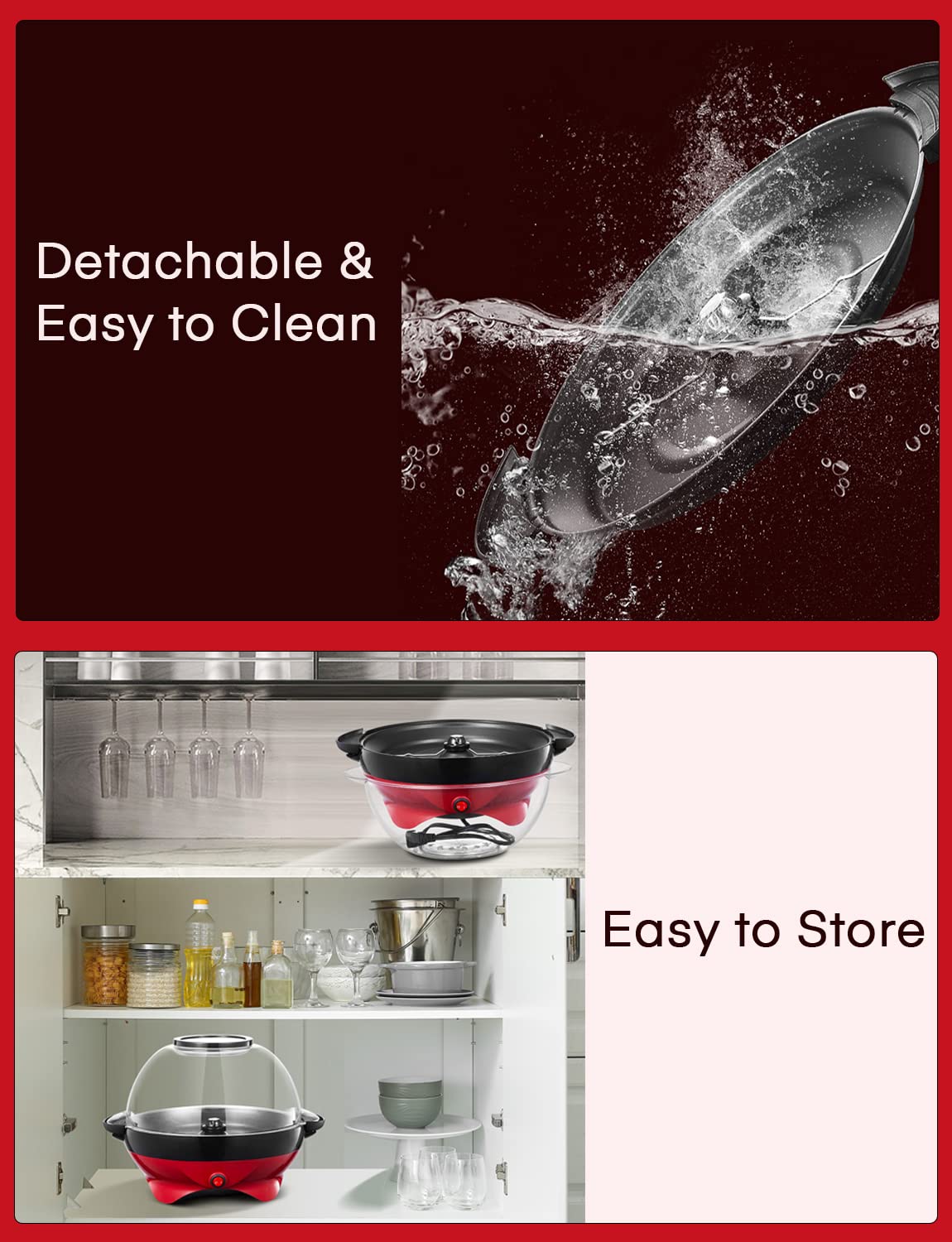 FOHERE 6qt anti-scald handle keeps hands safe during operation