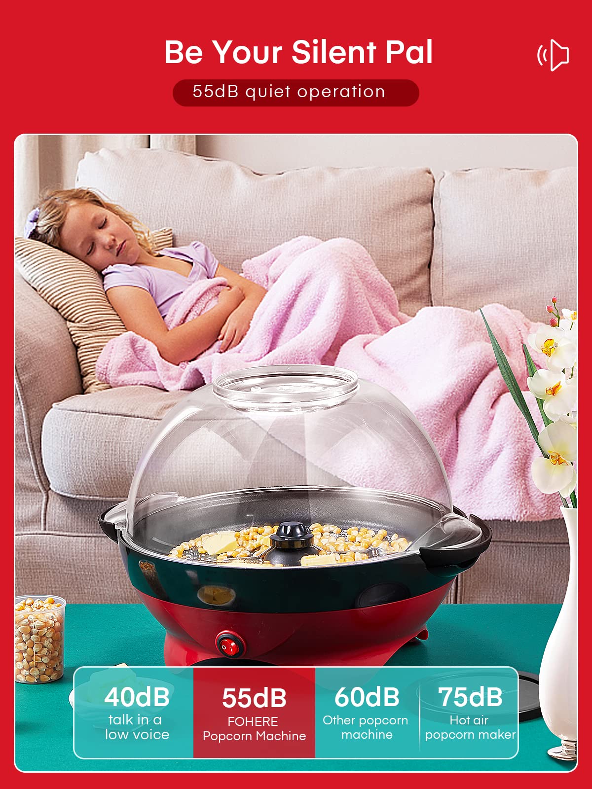 FOHERE 6qt popping bowl provides serving-ready capacity without extra bowls