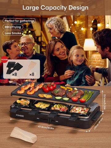 FOHERE family dinner setup; interactive grilling for up to eight.