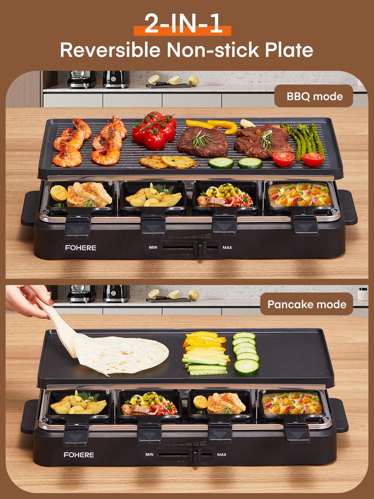 FOHERE reversible plate; flat side ideal for crepes and eggs.