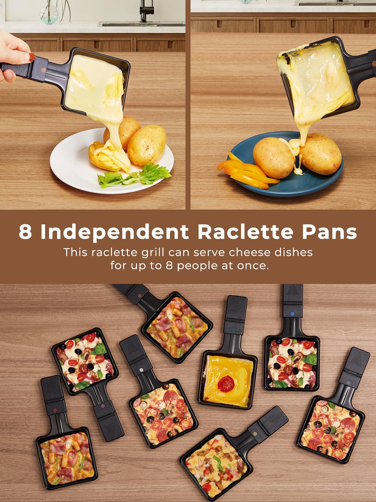 FOHERE spatulas eight; wooden handles for easy cheese melting.