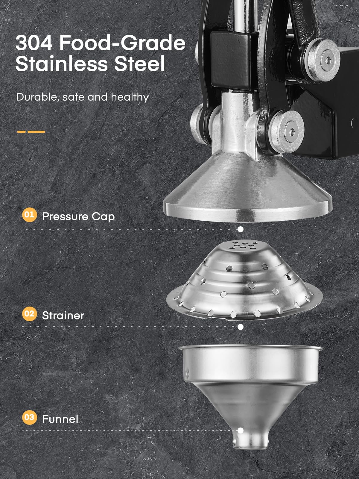 FOHERE stainless steel cup 400ml captures pure juice without waste