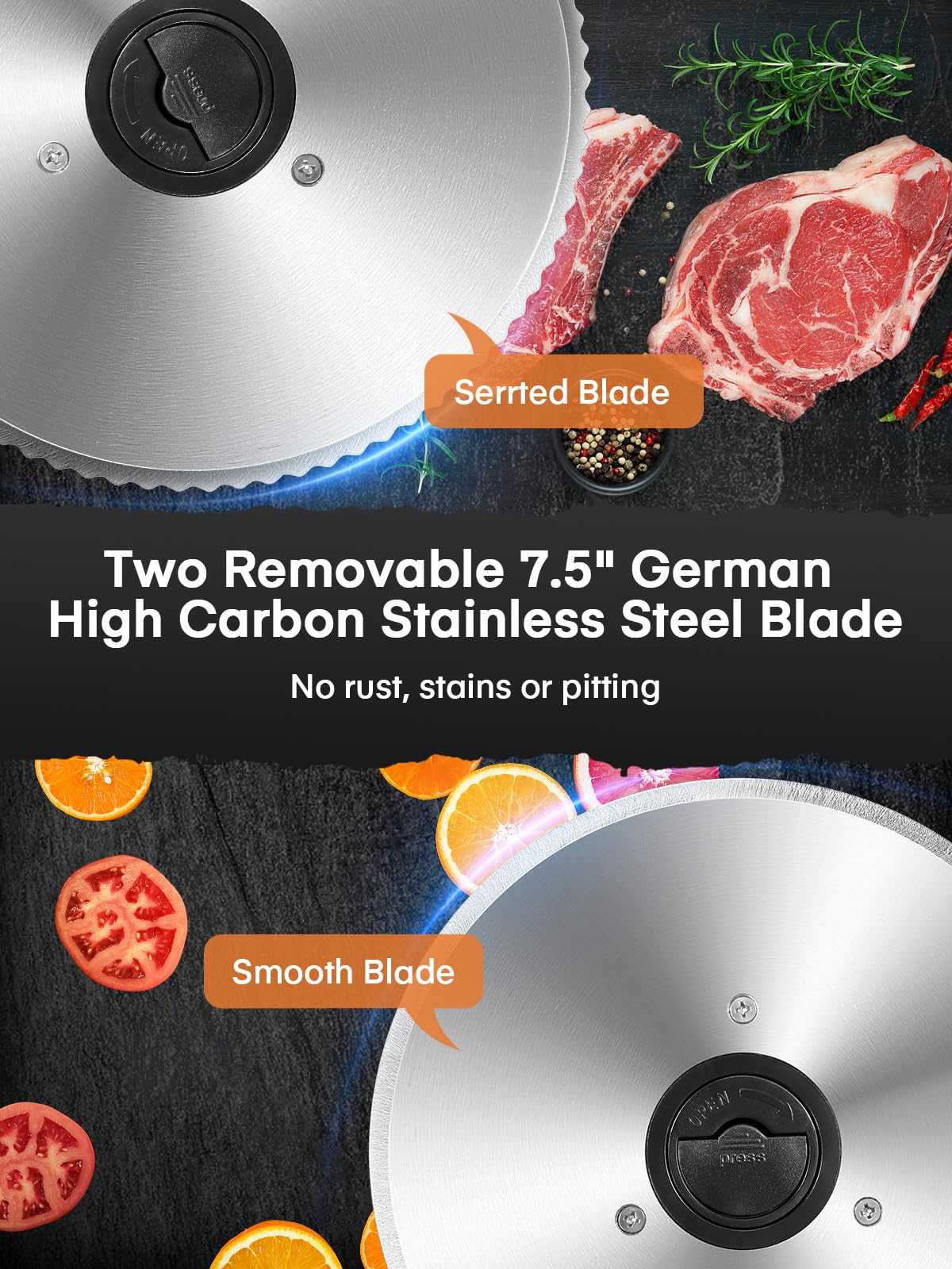 FOHERE thickness knob adjusts from 0 to 15 mm for versatile slicing.