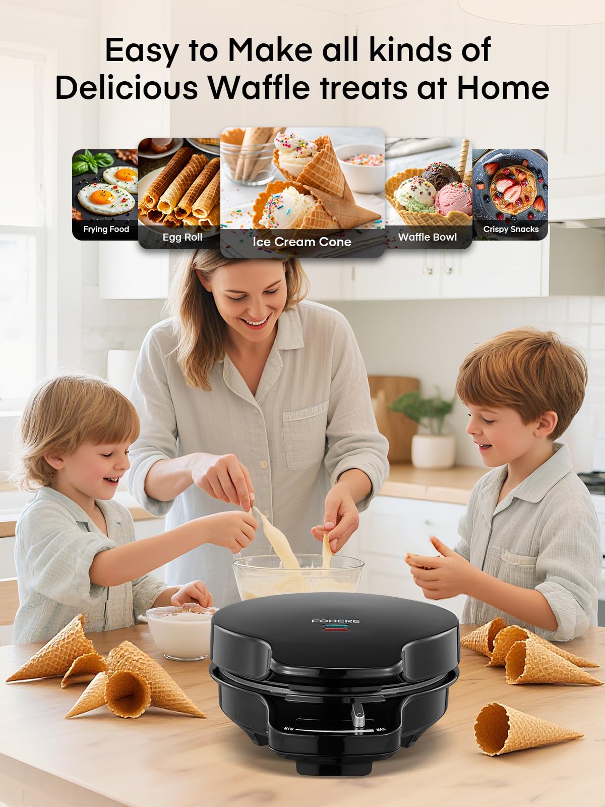 FOHERE easy-clean design highlights nonstick plates for simple maintenance.