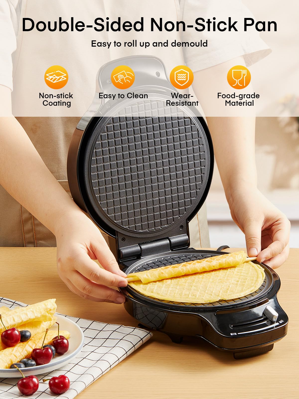 FOHERE nonstick plates ensure easy release and quick cleanup on both sides.