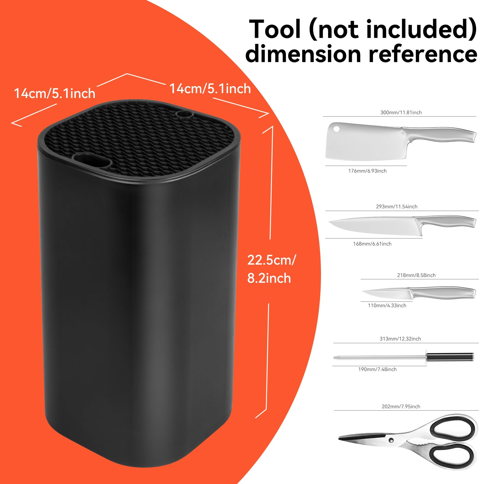 Fohil black modern knife block fitting a contemporary kitchen