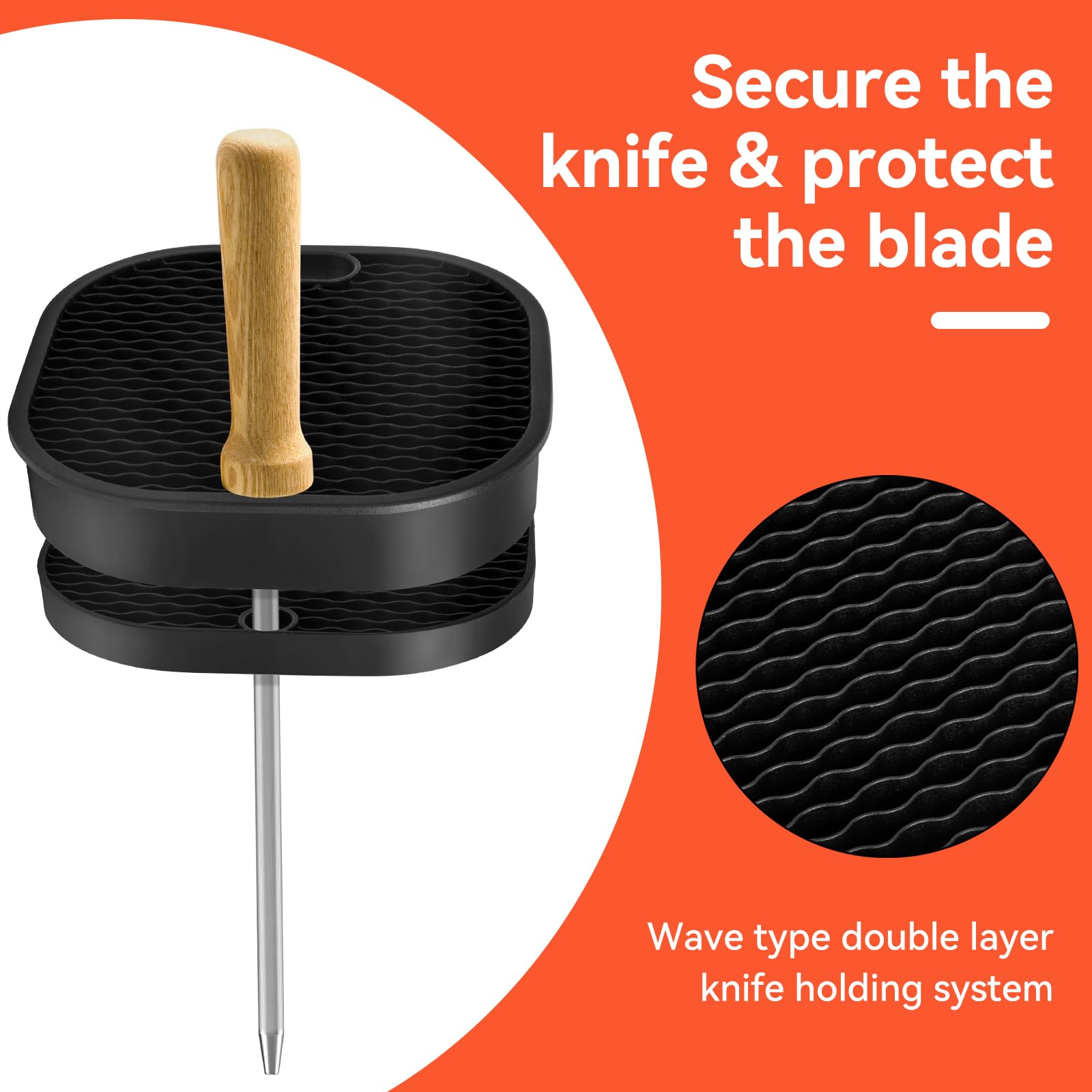Fohil knife block featuring scissors slot and sharpening bar for upkeep