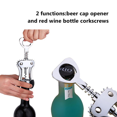 Foho wing corkscrew in use with effortless cork extraction.