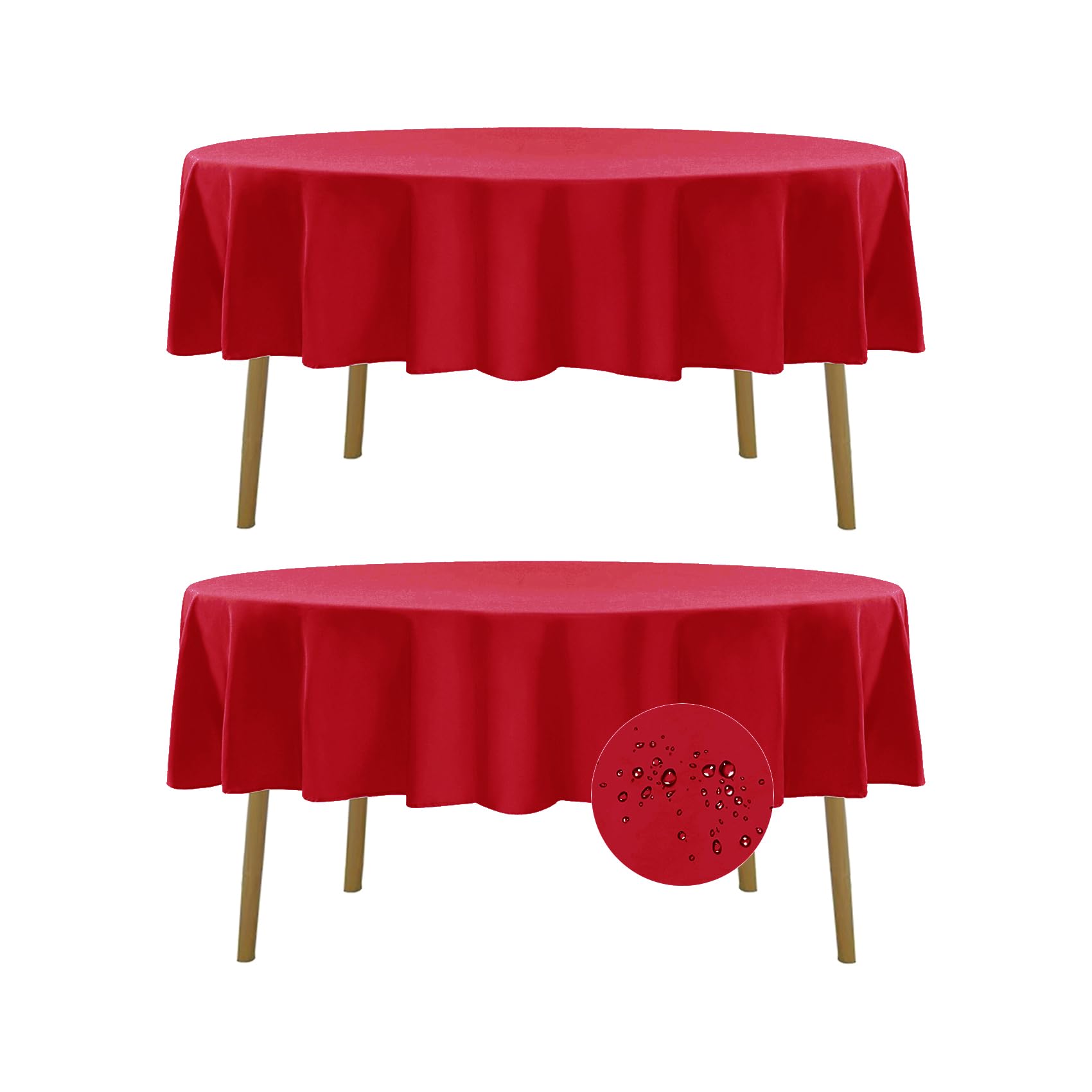 Fokitut round tablecloth 60-inch waterproof protects surfaces during meals.