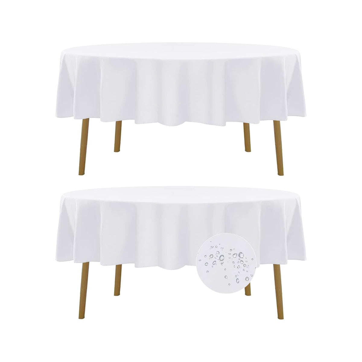 Fokitut round 90-inch tablecloth waterproof surface protecting spills during meals.
