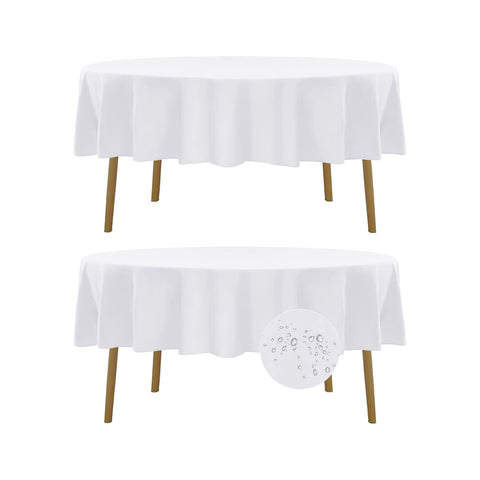 Fokitut round 90-inch tablecloth waterproof surface protecting spills during meals.