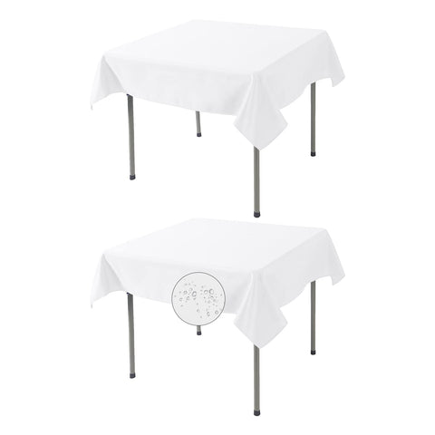 Fokitut 52x52 white square tablecloth draped over a table, clean and elegant.