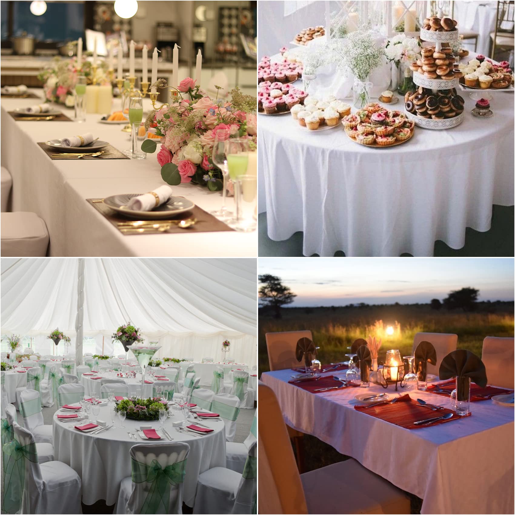 Fokitut white tablecloth ideal for weddings and celebrations.
