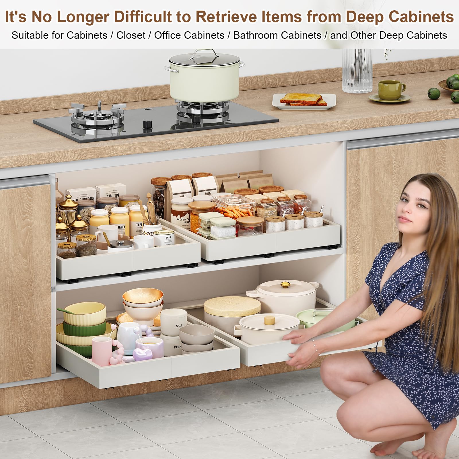Fokyfok deep cabinet solution helps organize pots, pans, and small appliances