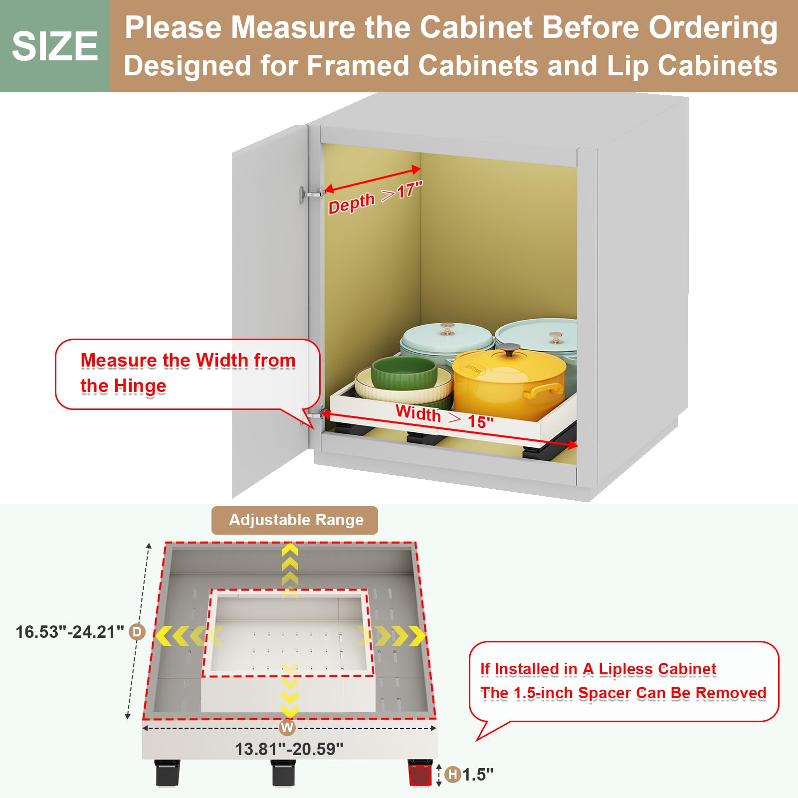 Fokyfok pull-out cabinet organizer designed for deep cabinet access and visibility.