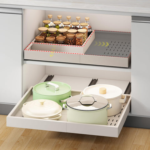 Fokyfok pull-out cabinet organizer with rails for easy access in deep shelves