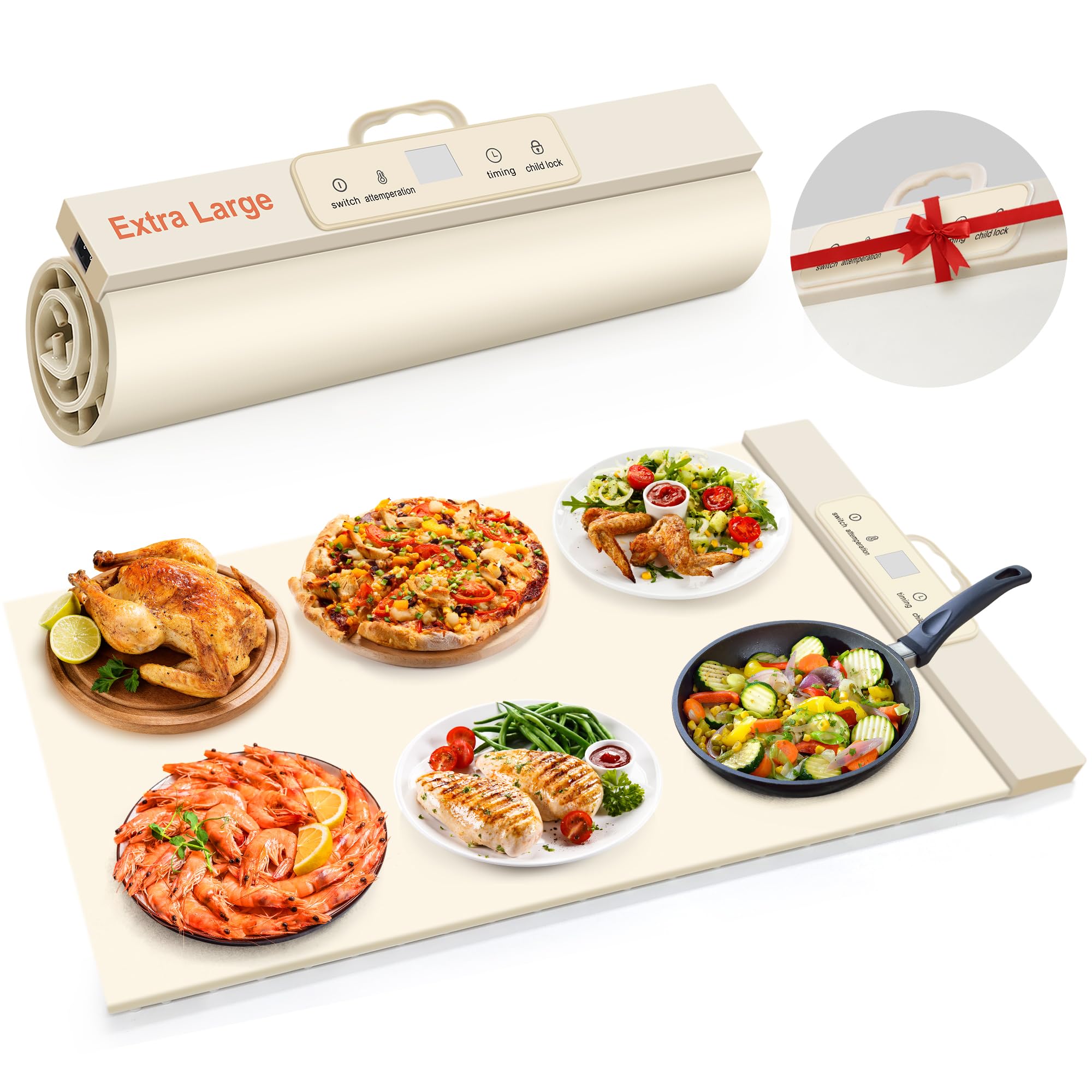 Fokzucyo food warming mat shows full surface heat for even warming