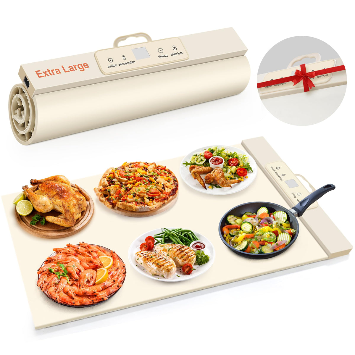 Fokzucyo food warming mat shows full surface heat for even warming
