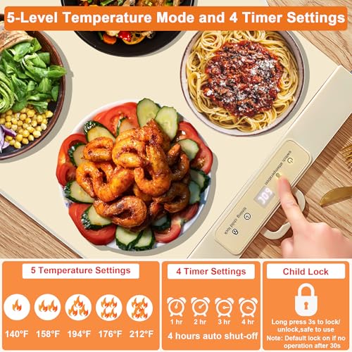 Fokzucyo warming mat highlights 5 temperature levels for flexible temps
