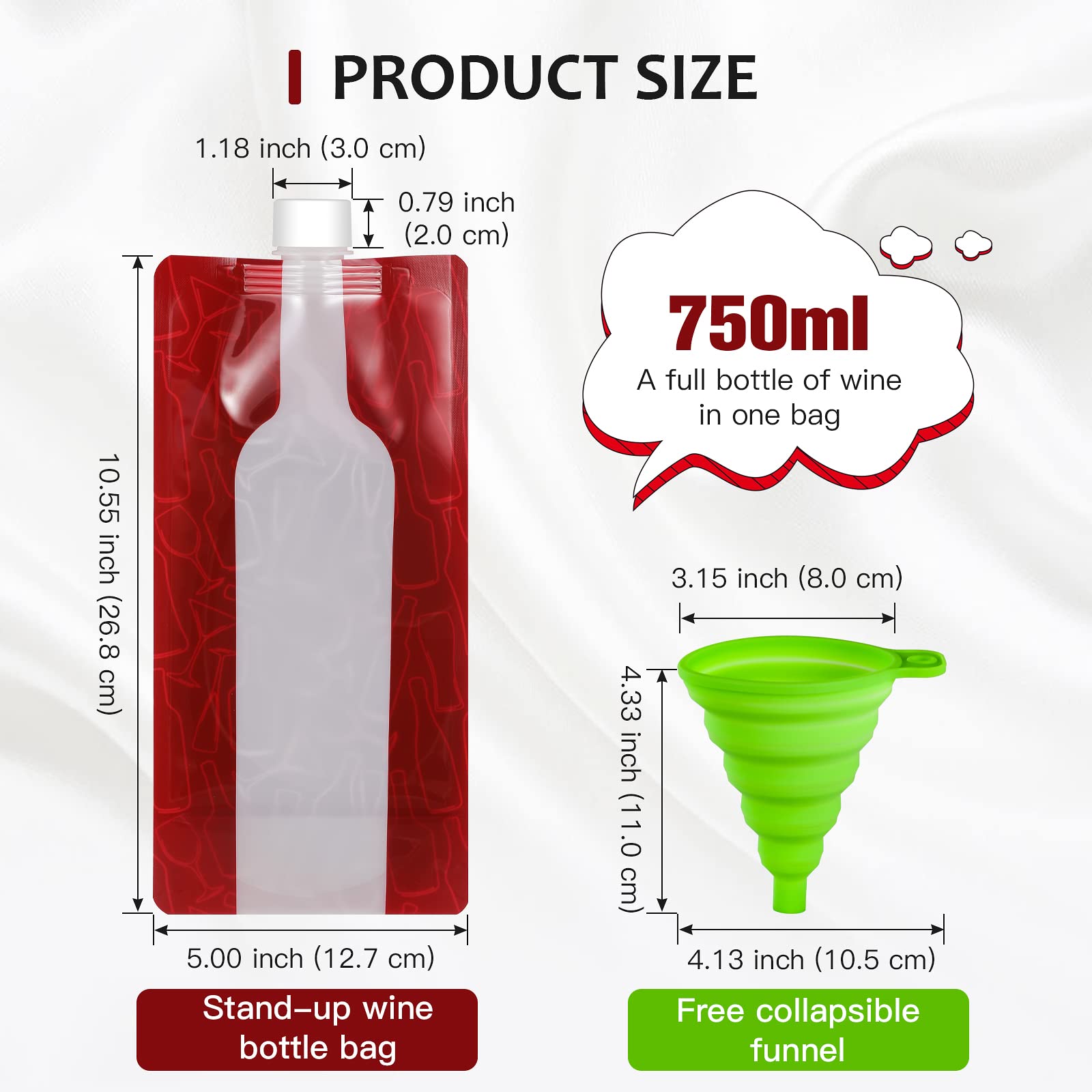 Foldable Wine Bag leak-proof top keeps wine secure during travel
