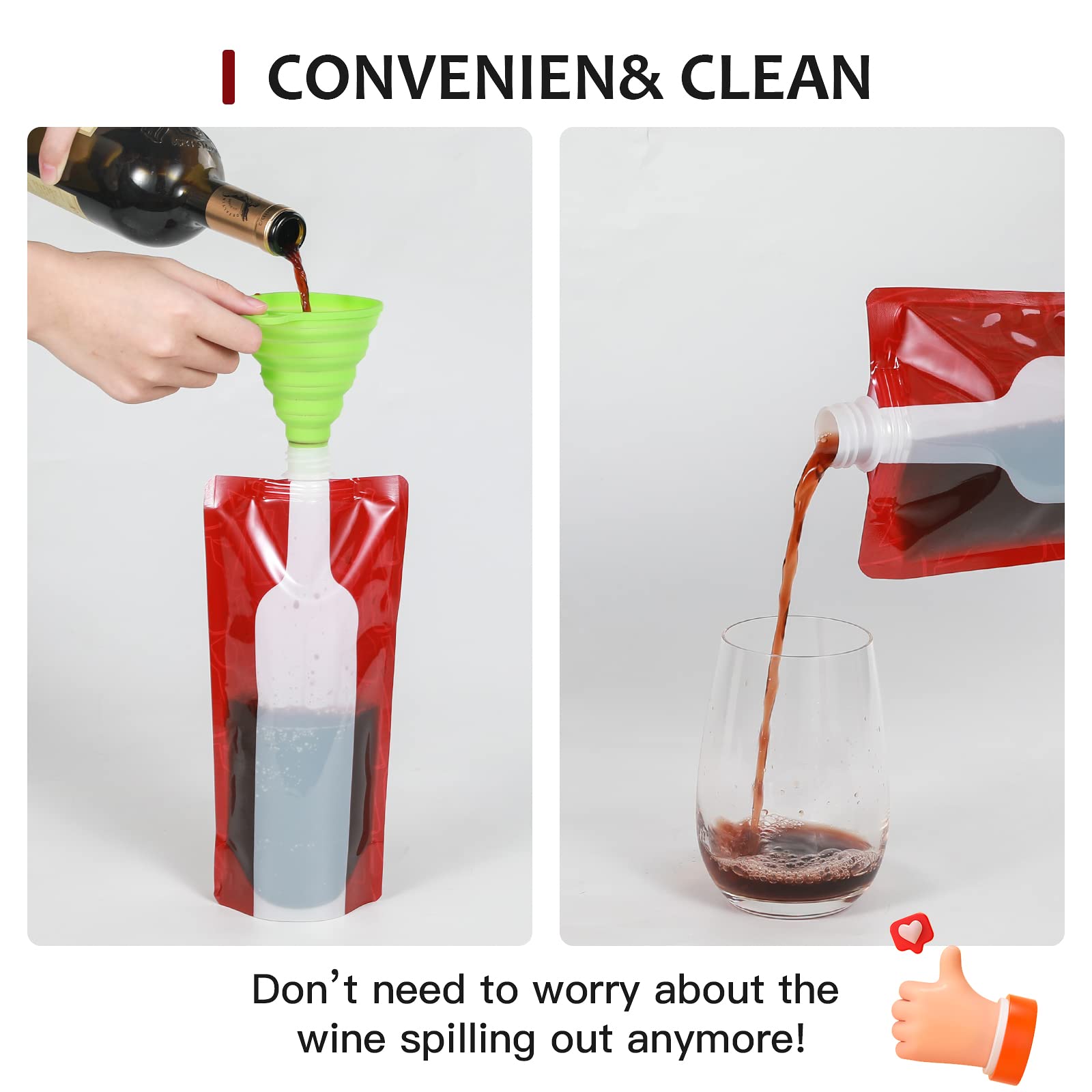 Foldable Wine Bag stands on its own when filled