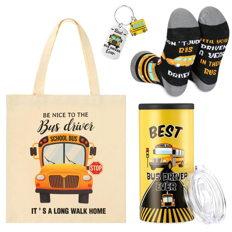 FoldTier bus driver canvas tote bag featuring a school bus design for everyday use.