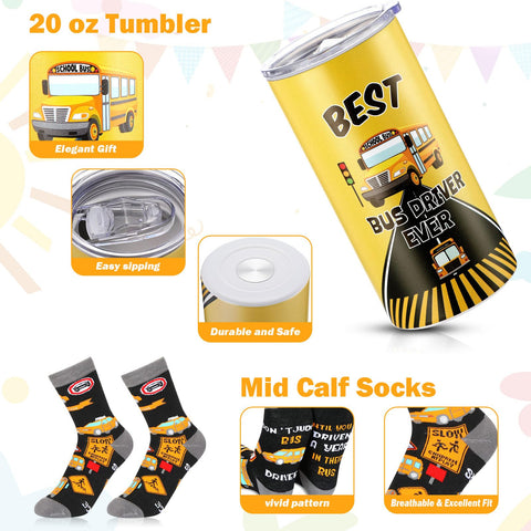 FoldTier bus driver tumbler with yellow design adds cheerful energy to the day.