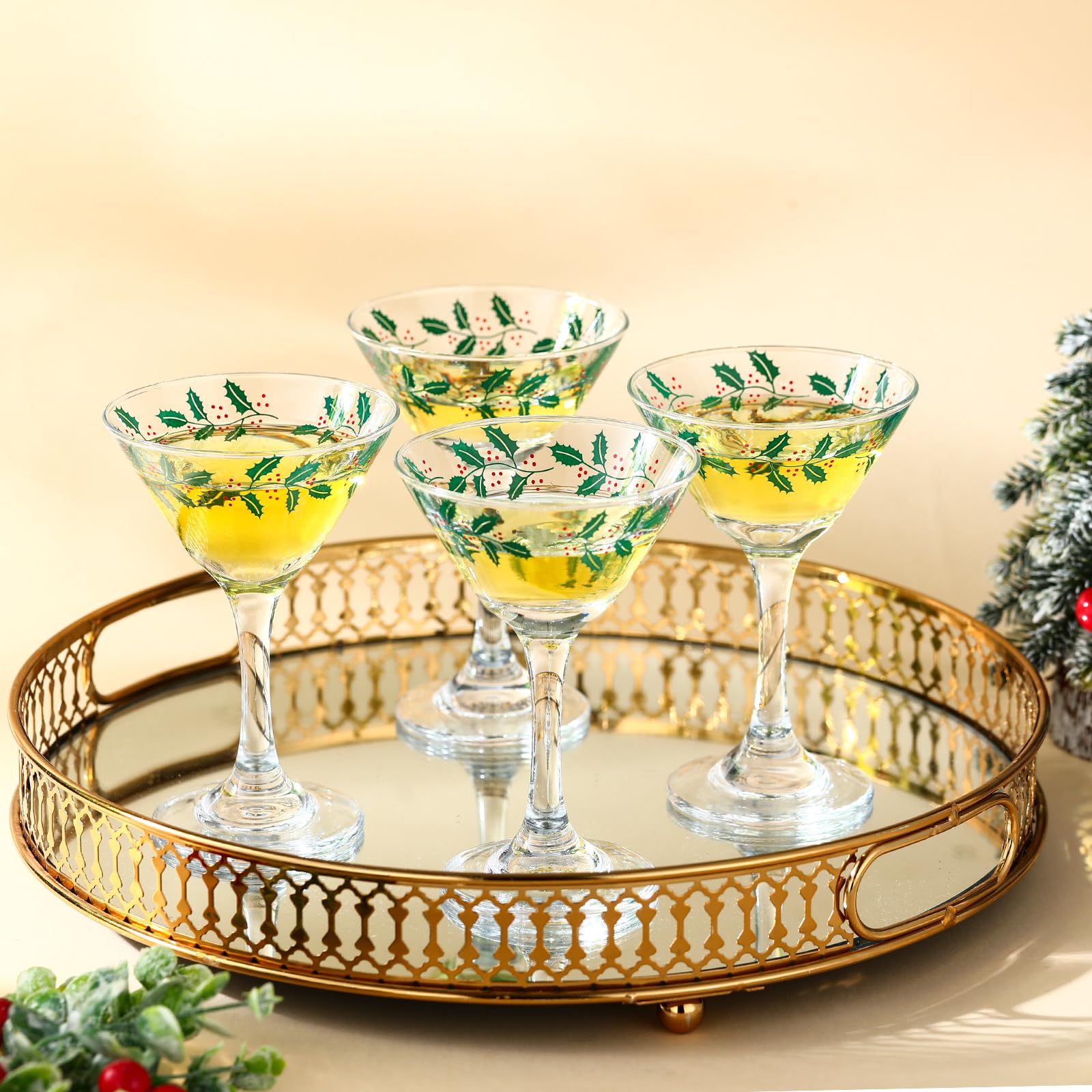 FoldTier clear glass drinkware showcases vibrant cocktails with festive flair.