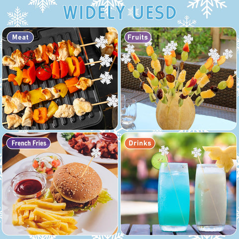 FoldTier dessert skewers with snowflake design for elegant treats.