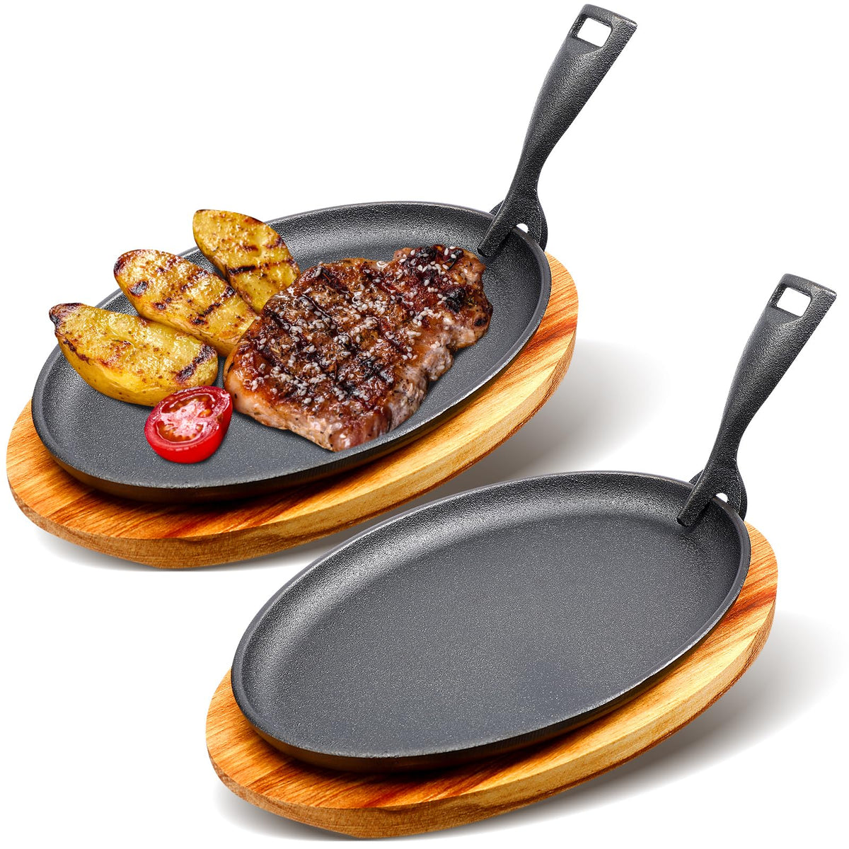 FoldTier fajita sizzling plate with pre-seasoned surface for quick use