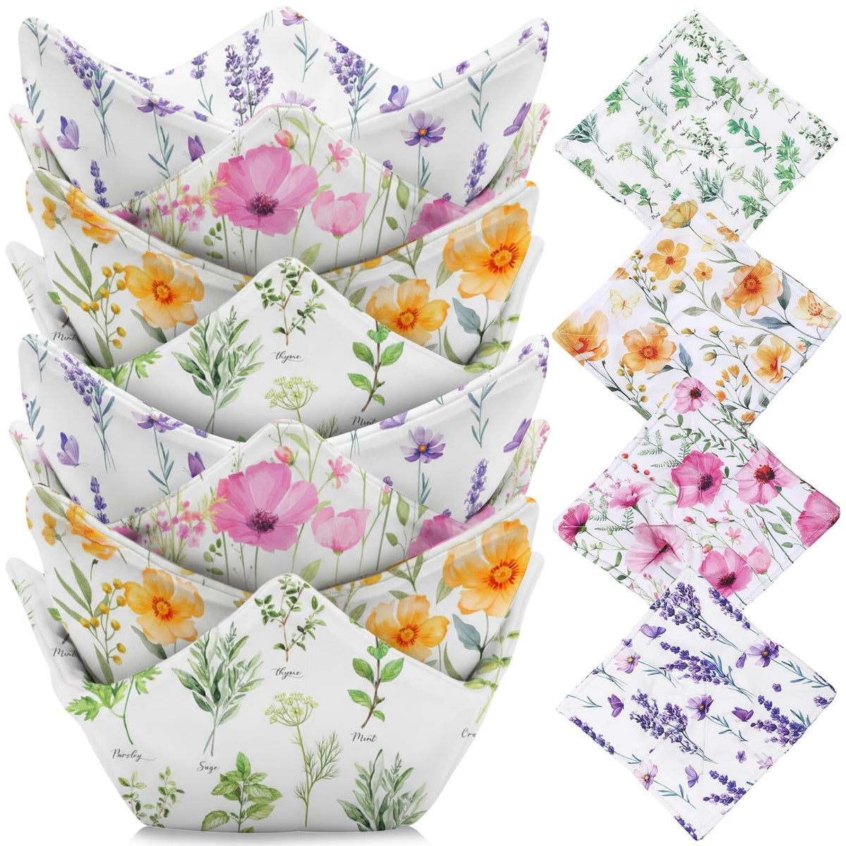 FoldTier floral green bowl cozy protects hands from heat and brightens kitchen routines.
