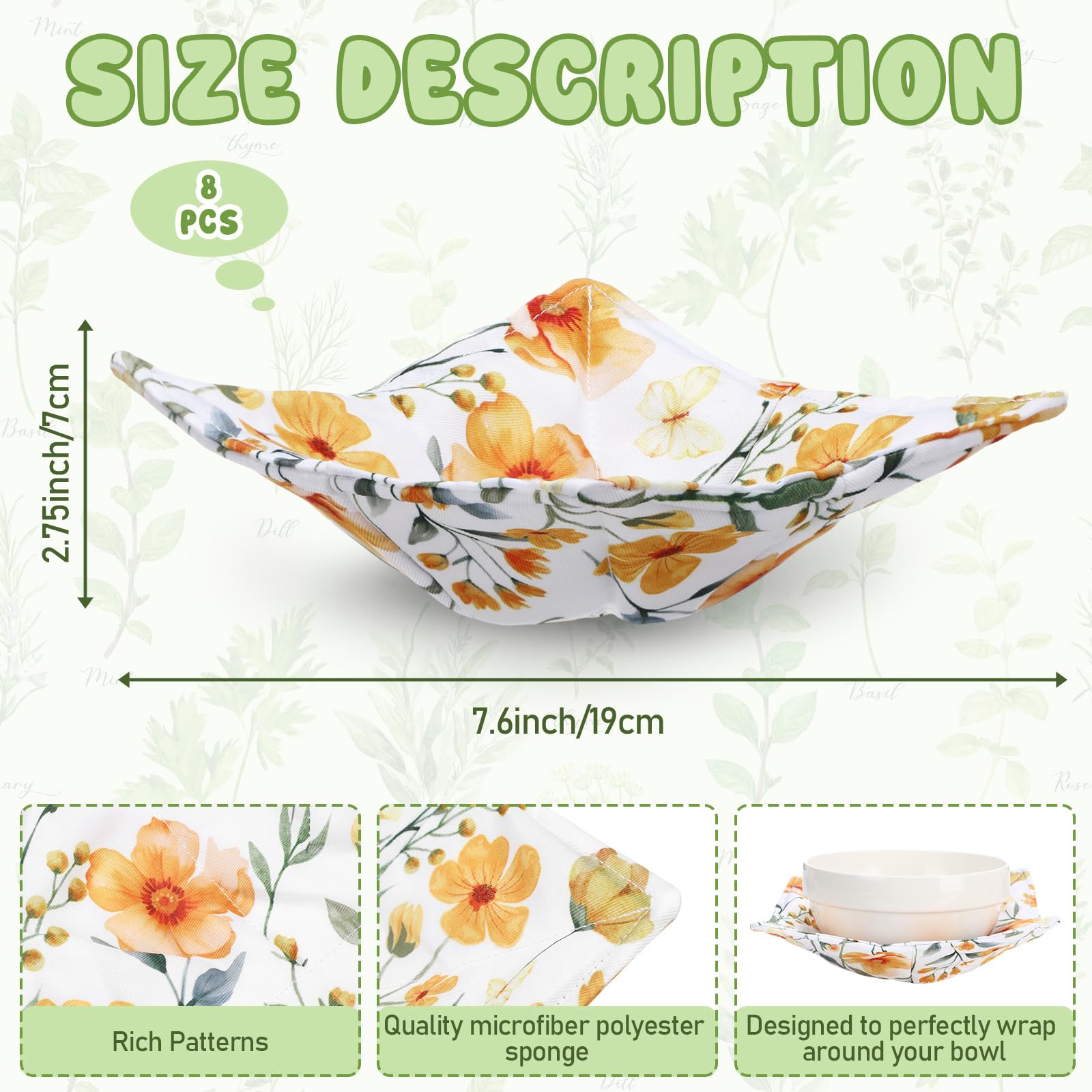 FoldTier floral green bowl cozy adds color and a secure grip for hot bowls.