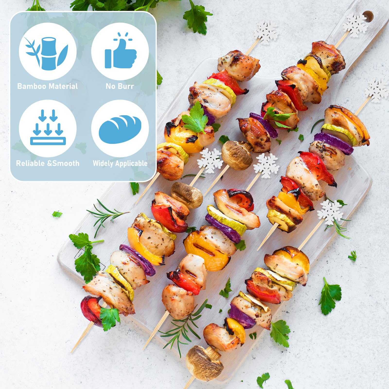 FoldTier 8-inch fruit kabob picks securely hold multiple items.