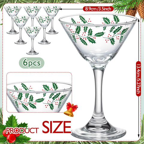 FoldTier holly leaf pattern glasses add Christmas charm to holiday table.