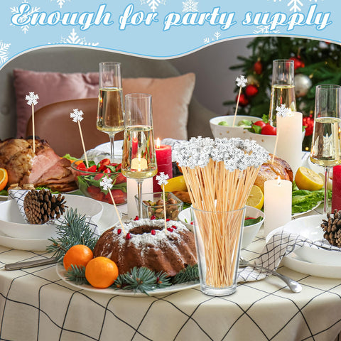 FoldTier party skewers with snowflake motif for winter celebrations.