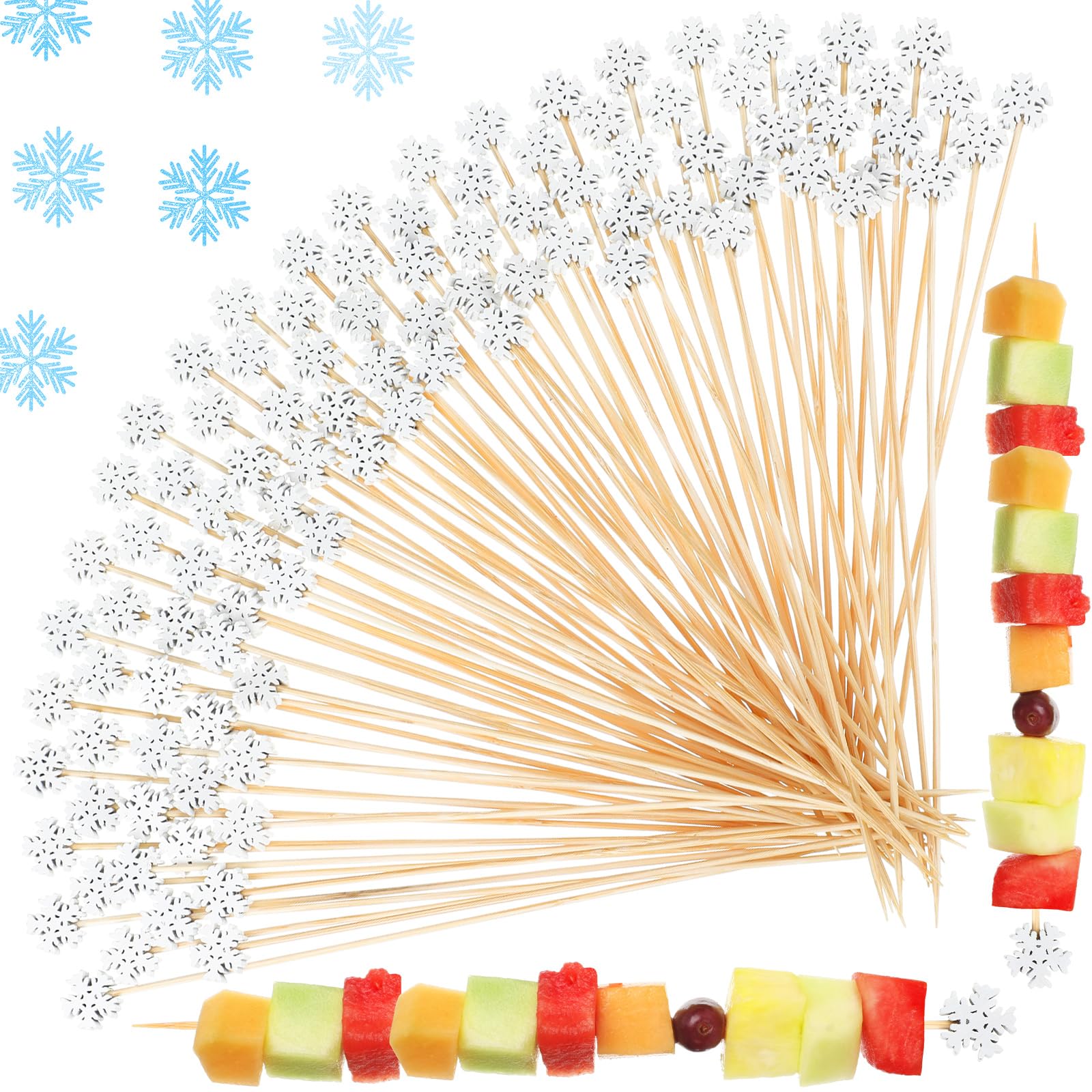 FoldTier Snowflake skewers elevate cocktails and fruit platters.