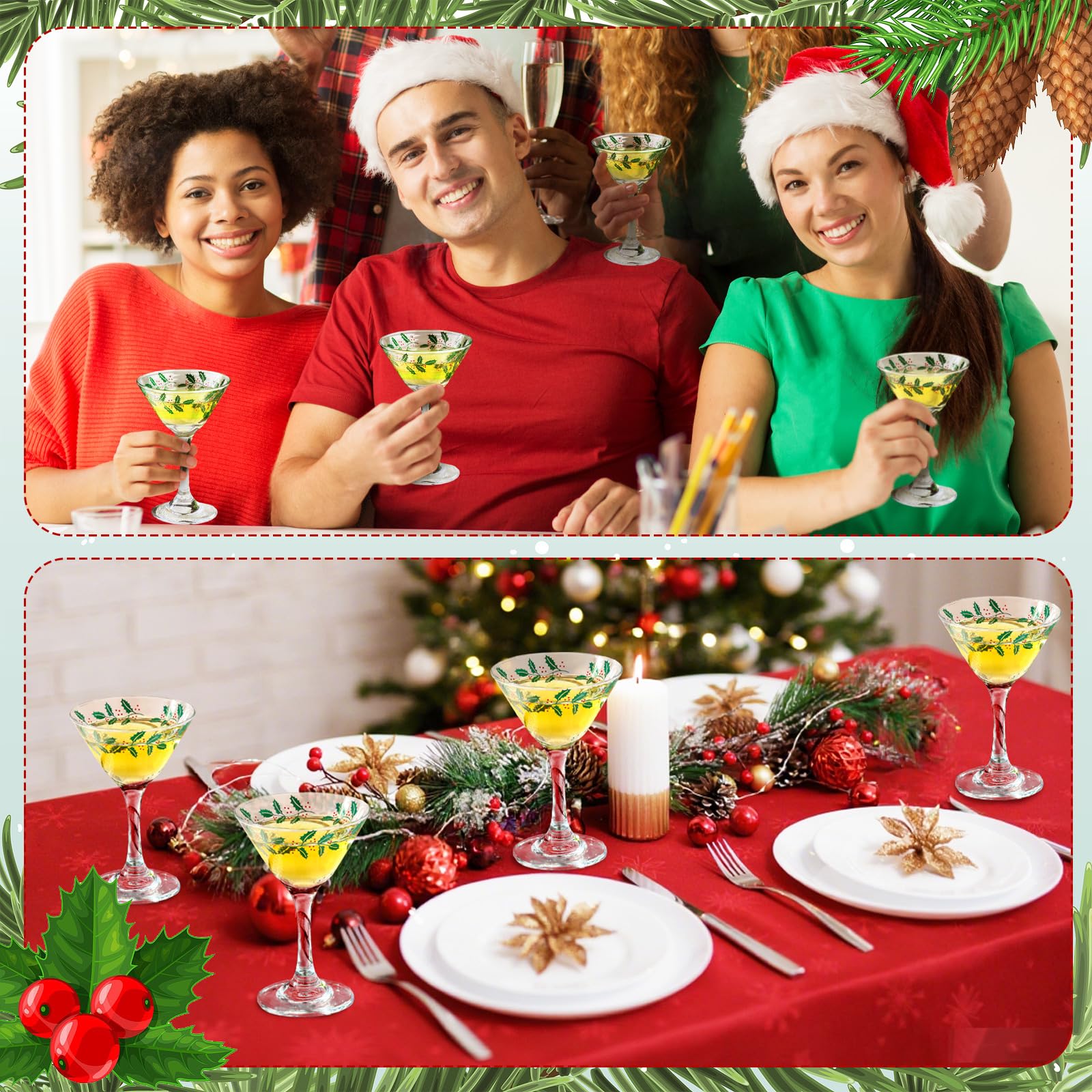 FoldTier versatile glassware suitable for martinis, margaritas, juices, or desserts.