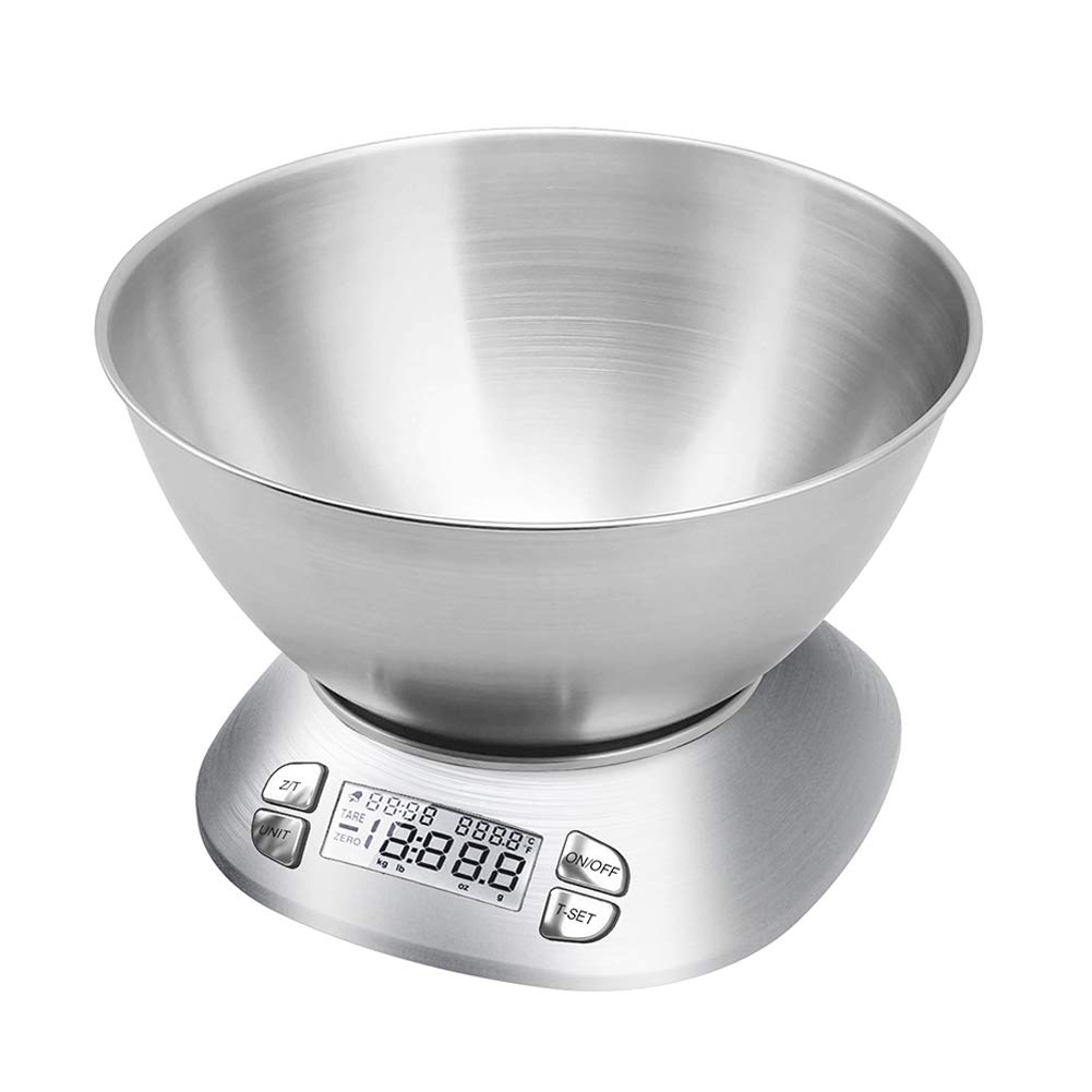 Folind digital kitchen scale with backlit display for easy ingredient reading.