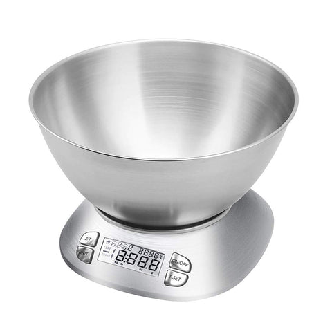 Folind digital kitchen scale with backlit display for easy ingredient reading.