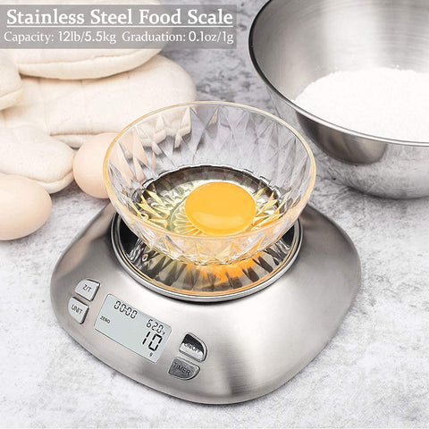 Folind digital kitchen scale with removable 2.5L bowl for easy mixing.