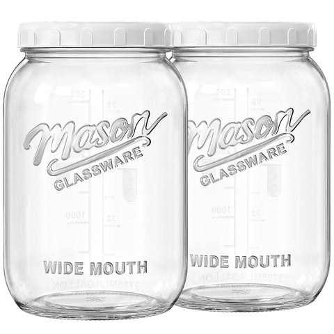 Folinstall 1-gallon wide-mouth jar with airtight lid for easy filling and measuring.