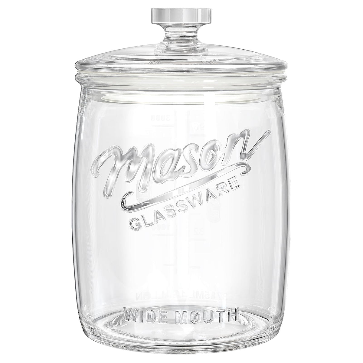 Folinstall 1-gallon glass cookie jar with wide mouth for easy access and freshness.