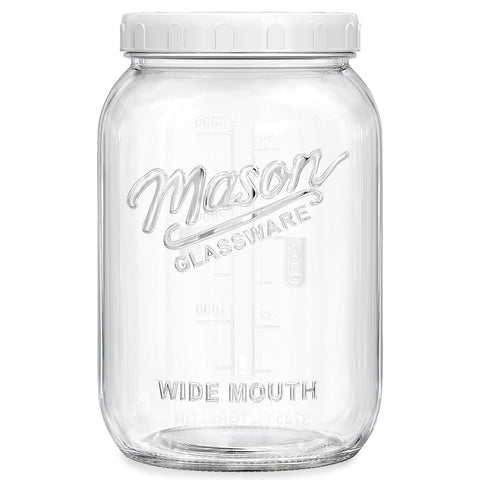 Folinstall 1 gallon glass jar with wide mouth for easy pouring and storage.